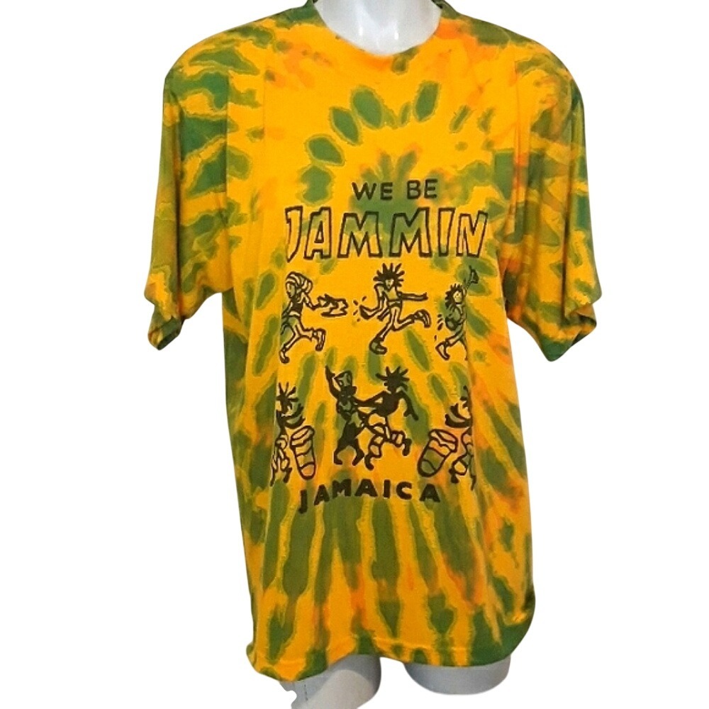 We Be Jammin Jamaica‎ Reggae Tie Dye Graphic T-Shirt Mens XL Rasta Colors